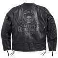 Mens Destination Winged Skull with Side Lacing Black Leather Jacket